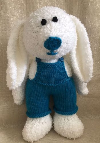 Brenda, knitted rabbit, front.